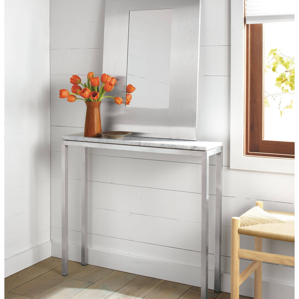 White Venatino Marble Parsons Console Table Y472012