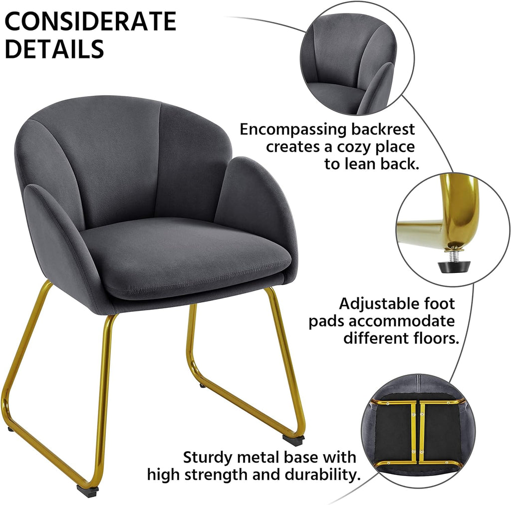 Dark Gray Velvet Barrel Accent Chair, Set Of 2 N693