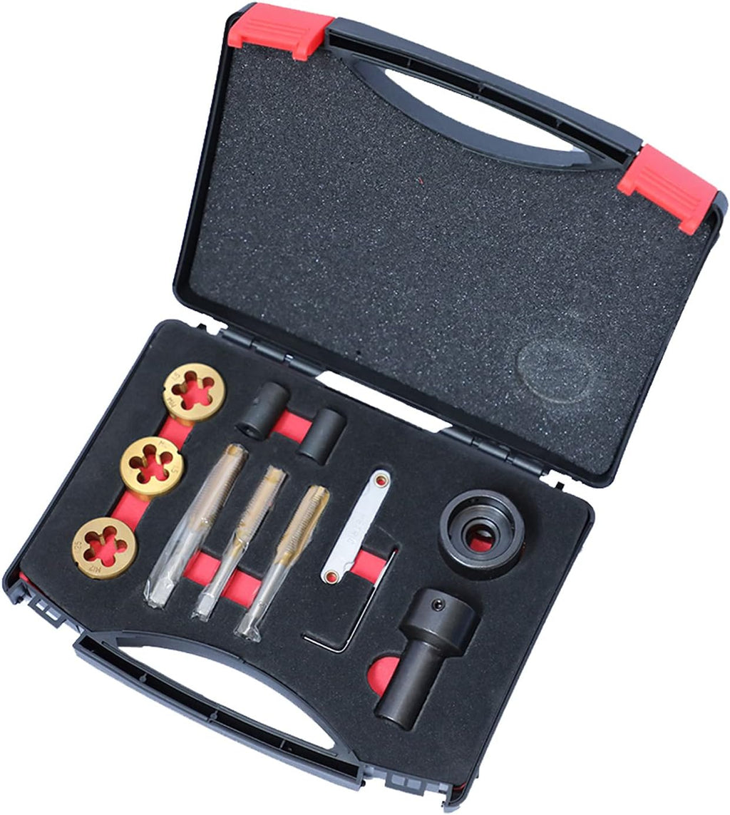 12PCS Tap and Die Set Metric and Standard Threading Tools for M12 x 1.25 M12 x 1.5 M14 x 1.5 P618
