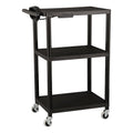 Black Plastic Utility AV Cart with Power Strip S124