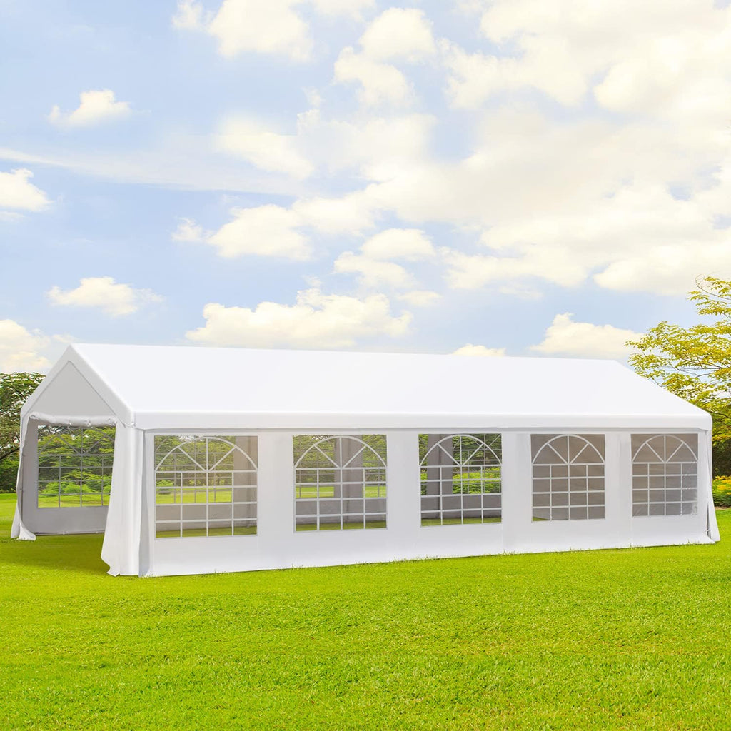 White Heavy Duty Carport Canopy with Removable Sidewalls and Windows P192688
