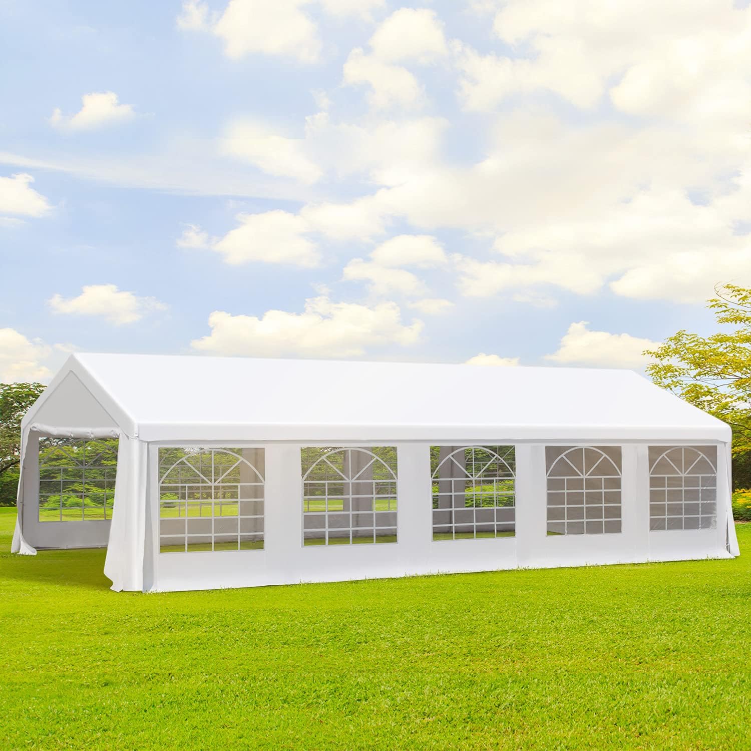 White Heavy Duty Carport Canopy with Removable Sidewalls and Windows P192688