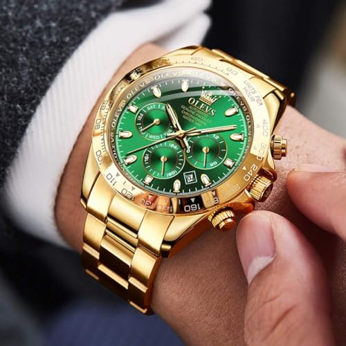 Gold Automatic Self Winding Waterproof Calendar Stainless Steel Luminous Men's Wrist Watch U479