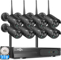 Wireless Security Camera System 8CH 1296P NVR 8Pcs 3MP Outdoor/Indoor WiFi Surveillance Camera with Night Vision I280125