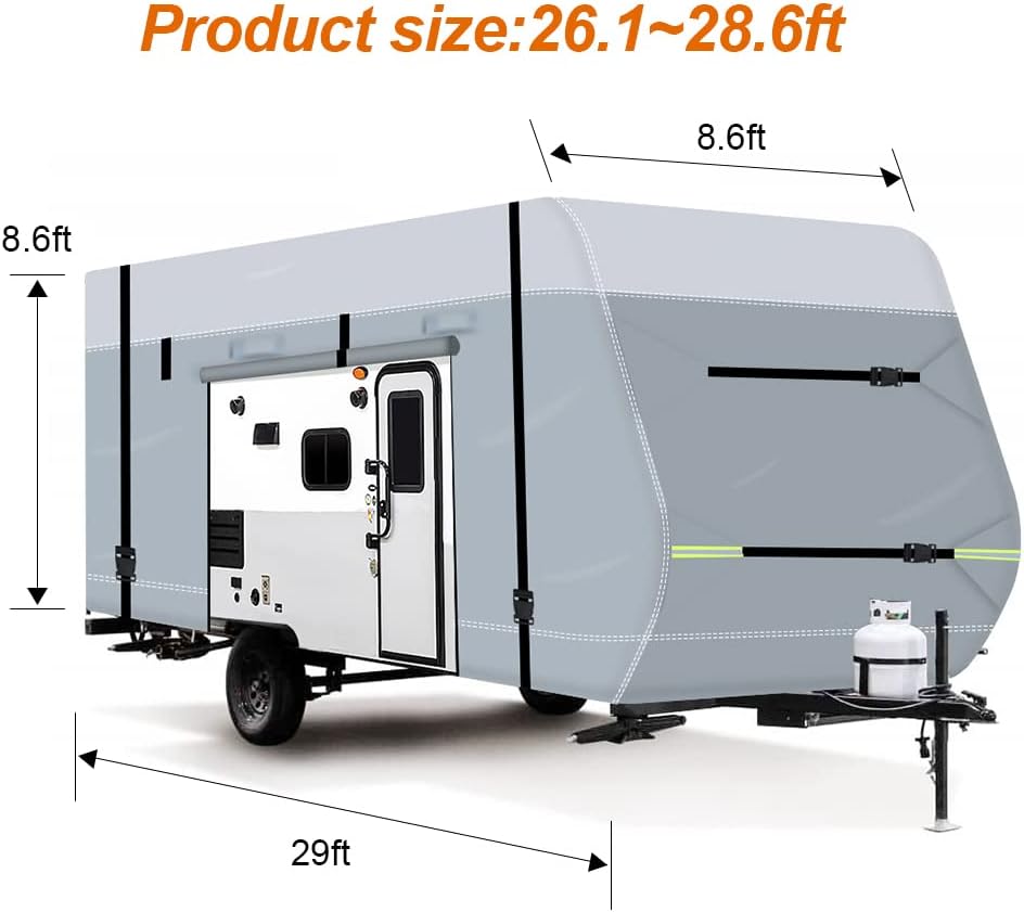 600D Waterproof Oxford Travel Trailer Camper Cover with Tire Cover, Tongue Jack Cover N924633