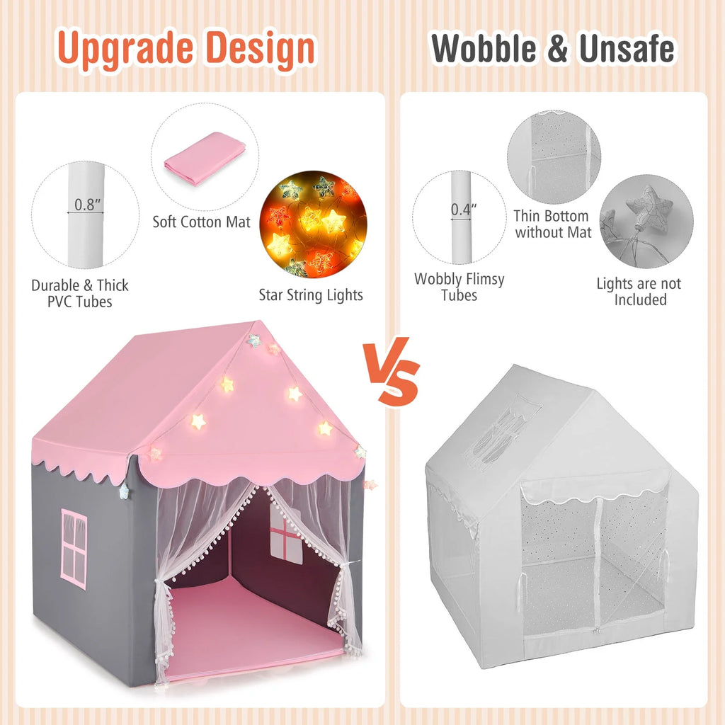 Pink Castle Fairy Tent with Star Lights Mat X6329
