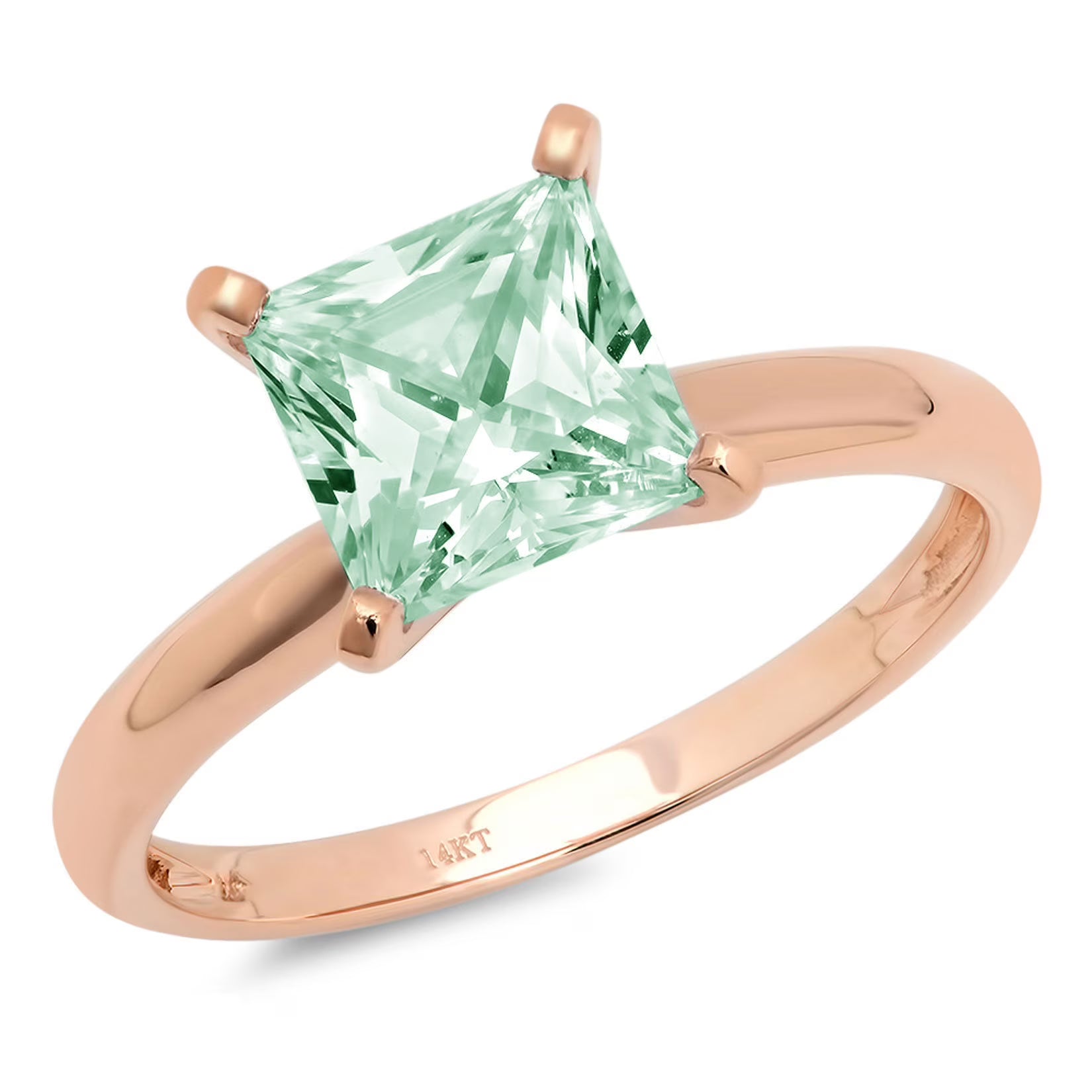 Princess Cut Green Simulated Diamond Ring A3364