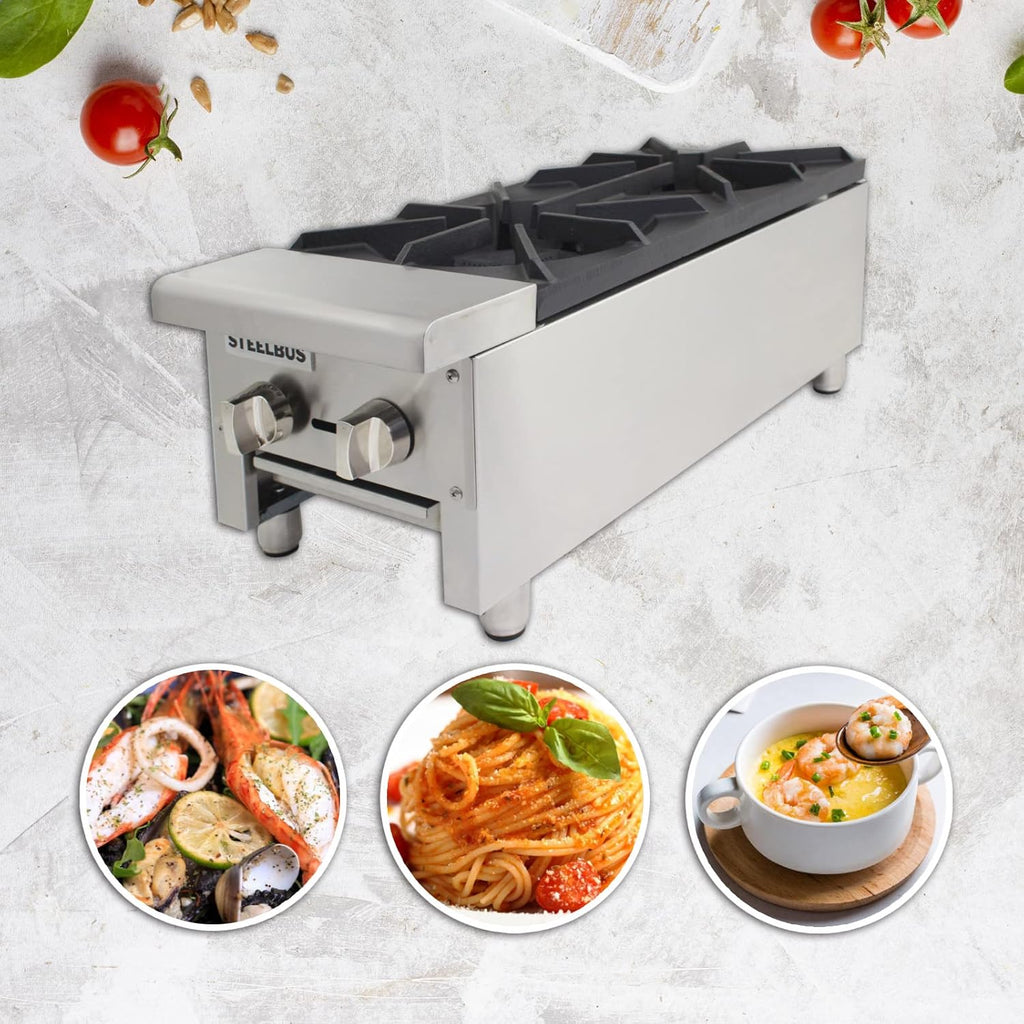 12'' Heavy Duty Commercial 2 Burner Gas Hot Plate P698