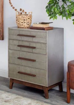 Grey Wood Industrial Cabinet S334897
