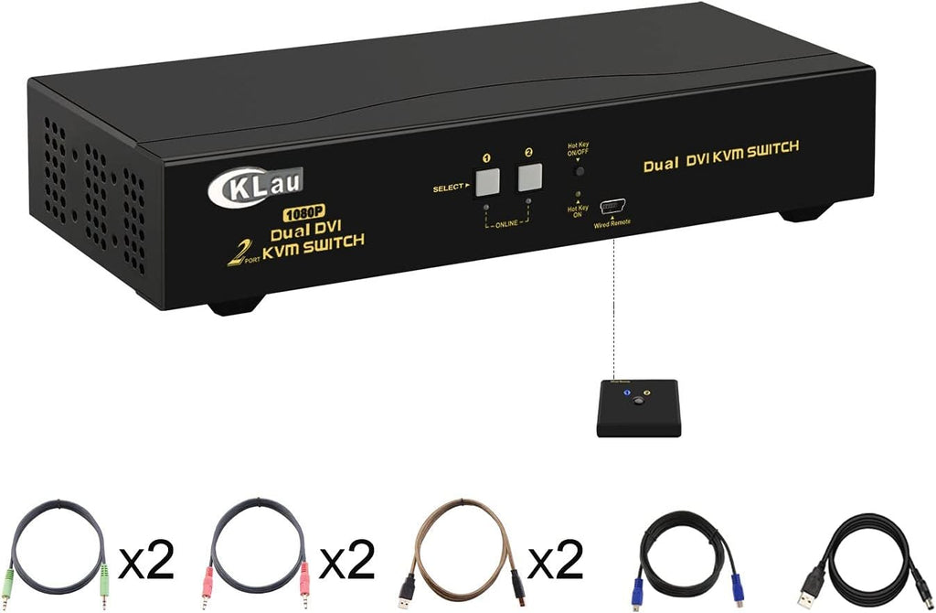 2 Port Dual Monitor Displayport KVM Switch with Audio, USB 2.0 Hub and Cables Y25666