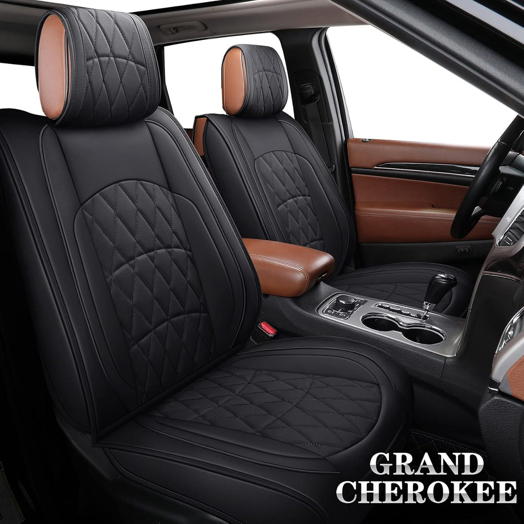 Jeep Grand Cherokee Front Seat Covers 2 PCS Waterproof Leather Black-Red M3392