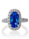1.5 Carat Cushion Cut Sapphire Diamond Engagement Ring on 10k White Gold M5553