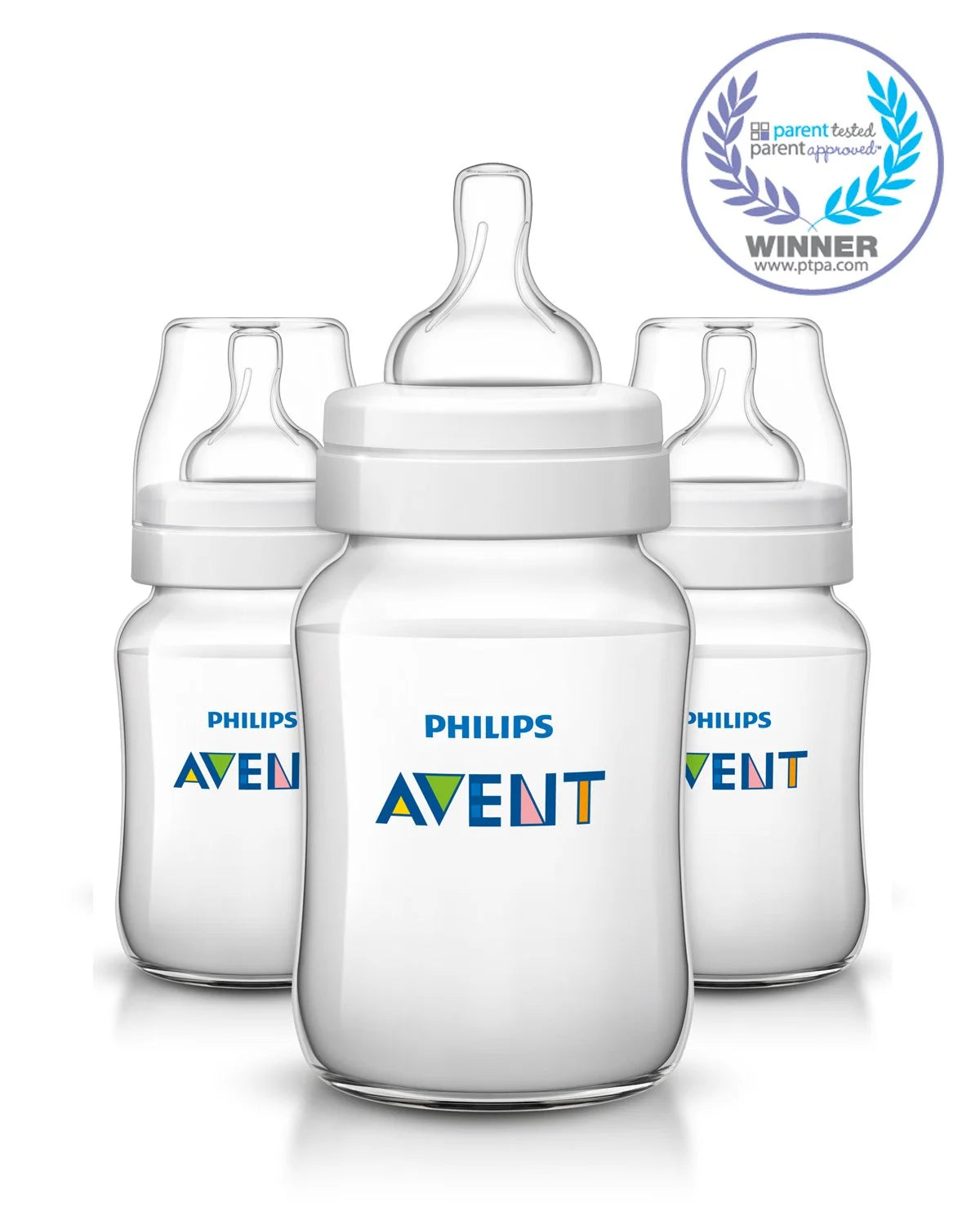 Anti-Colic BPA-Free Baby Bottles - 9oz, Clear, 3 ct B620