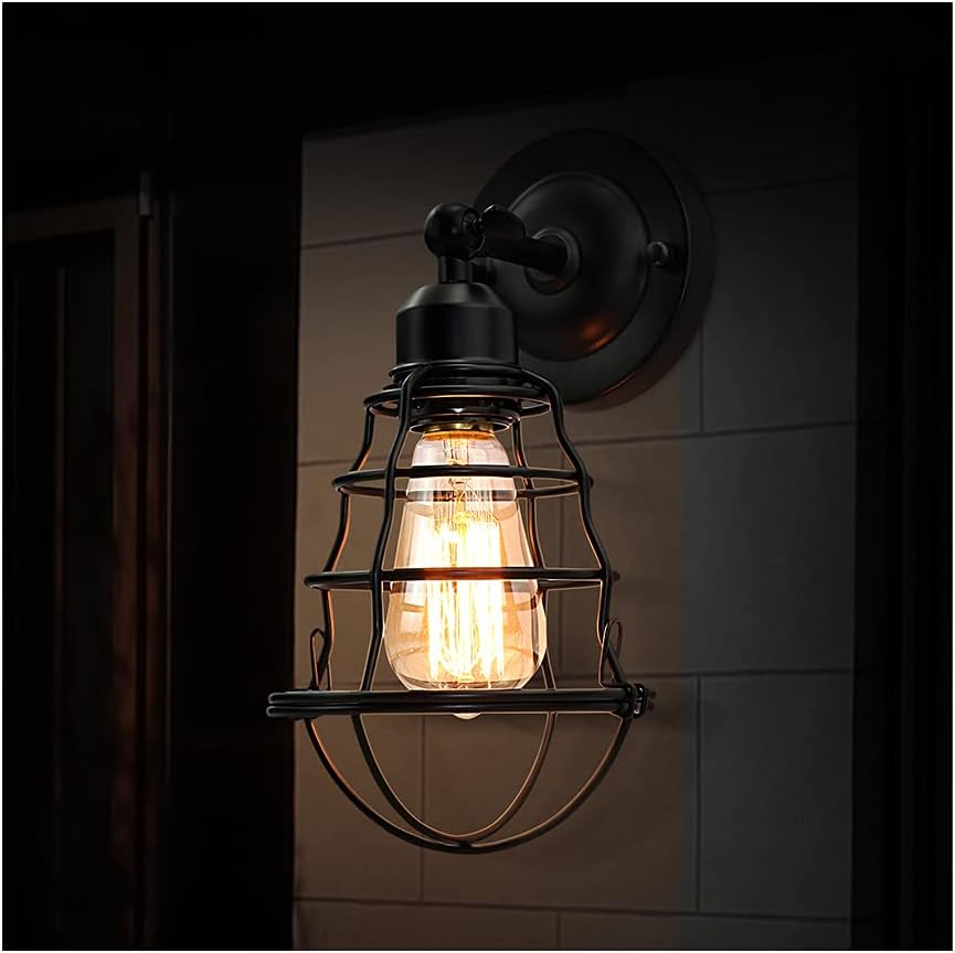Black Wire Cage Wall Sconce 2pack S685