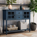 Antique Blue Console Table with Two Storage Drawers and Two Cabinets L62332