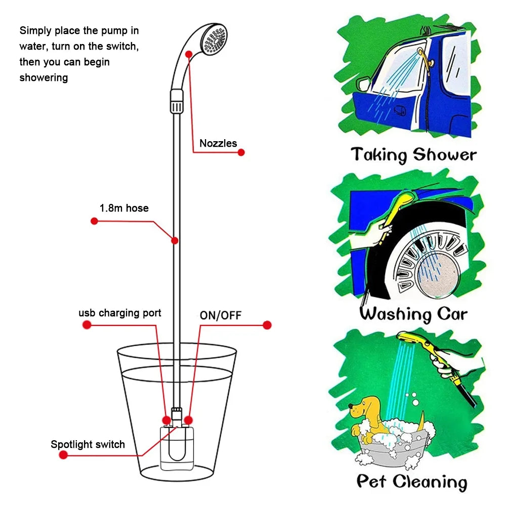 Portable USB Rechargeable Handheld Shower H805