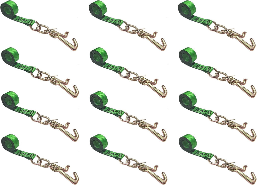 2 x 10' Green Car Straps Tie Down Set (6 - Pack) X8584
