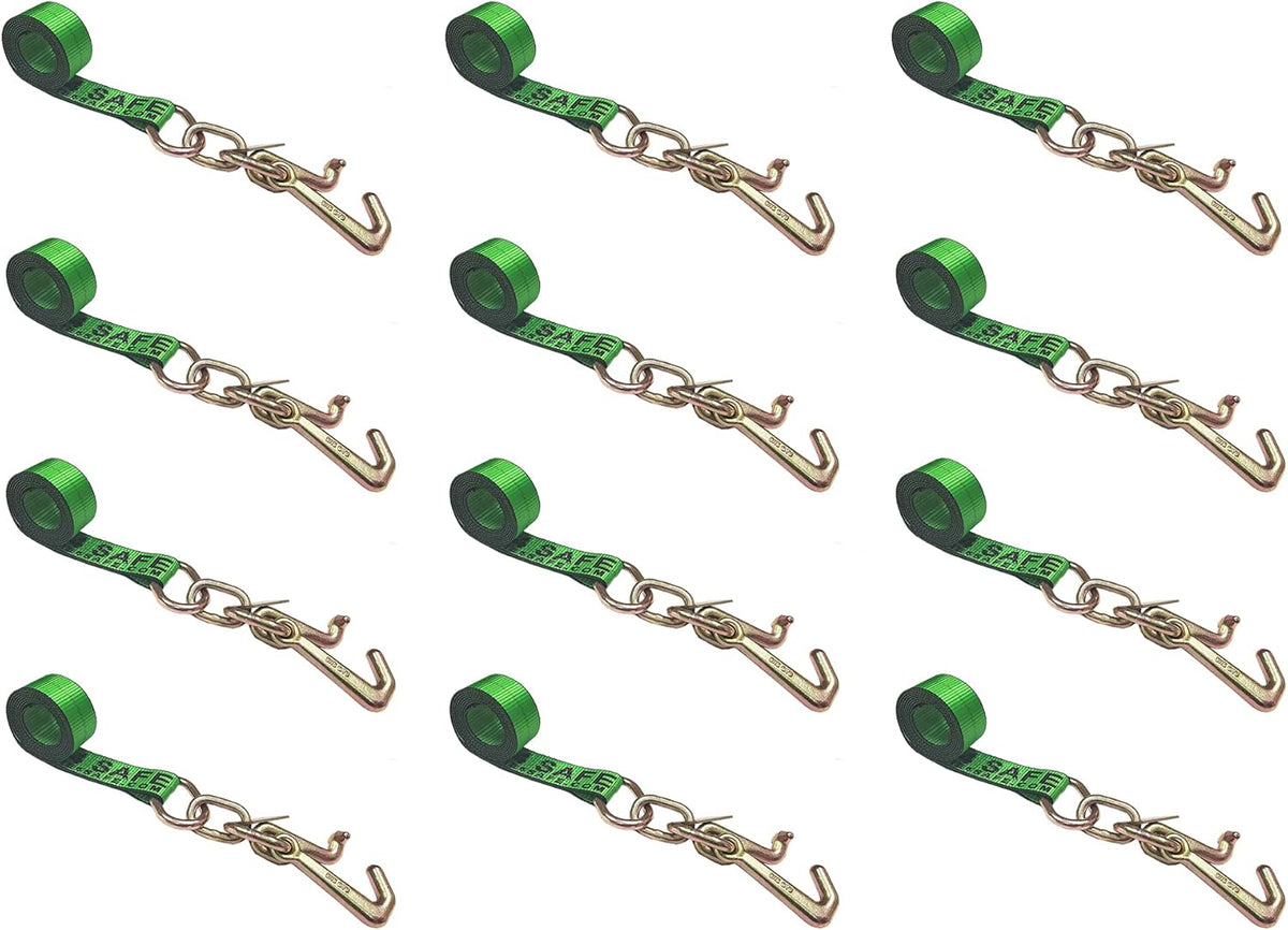2 x 10' Green Car Straps Tie Down Set (6 - Pack) X8584