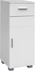 White Bathroom Floor Storage Cabinet with Single Door and Drawer C3086
