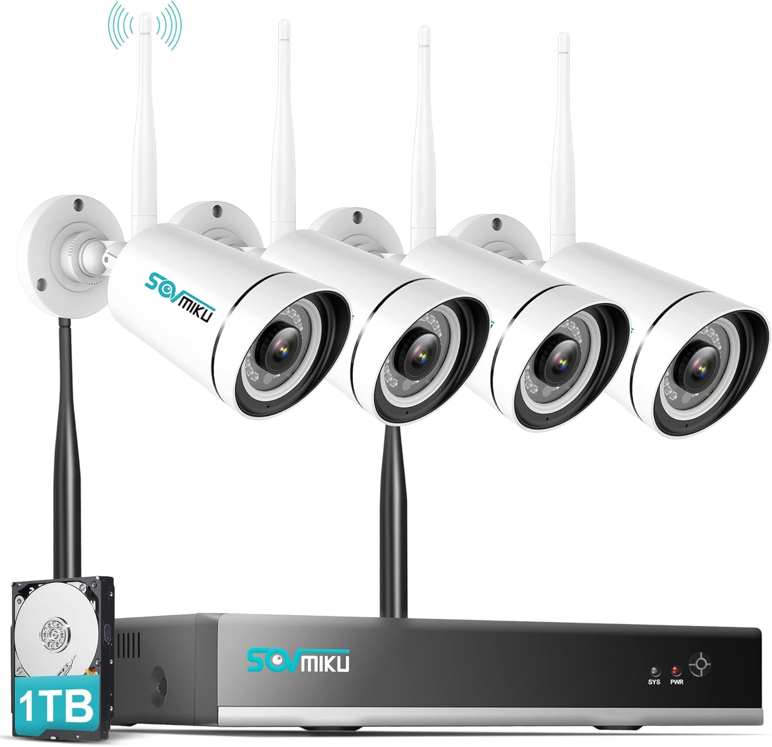 2K WiFi Security Camera System, 8 Channel NVR, Outdoor IP66 Waterproof, Night Vision P6228