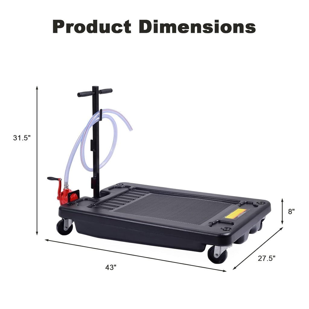 Black 17 Gallon Low Profile Oil Drain Pan with Pump X5438