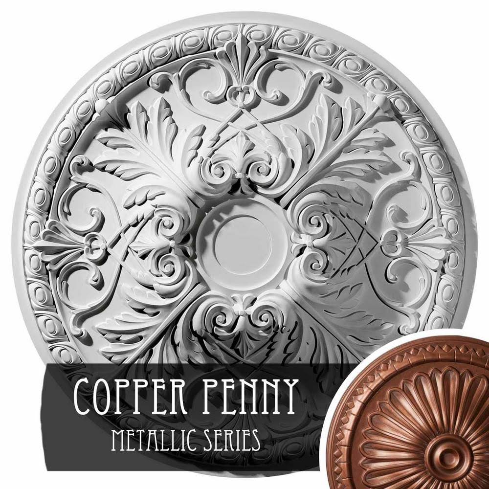 Hand-Painted Copper Penny Ceiling Medallion H2196