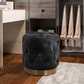 Black Velvet Tufted Button Footrest Stool R96450