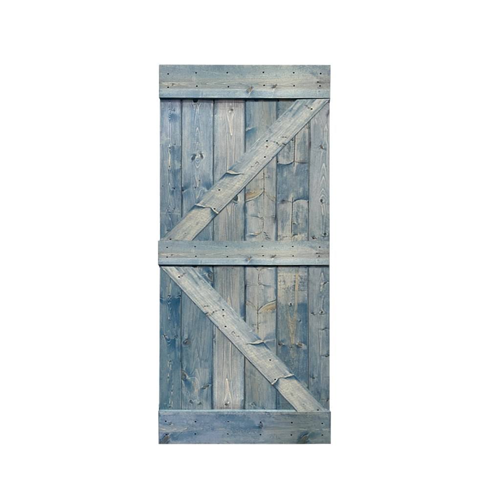 Solid Sage Green Stained Pine Wood Interior Sliding Barn Door Slab J1341