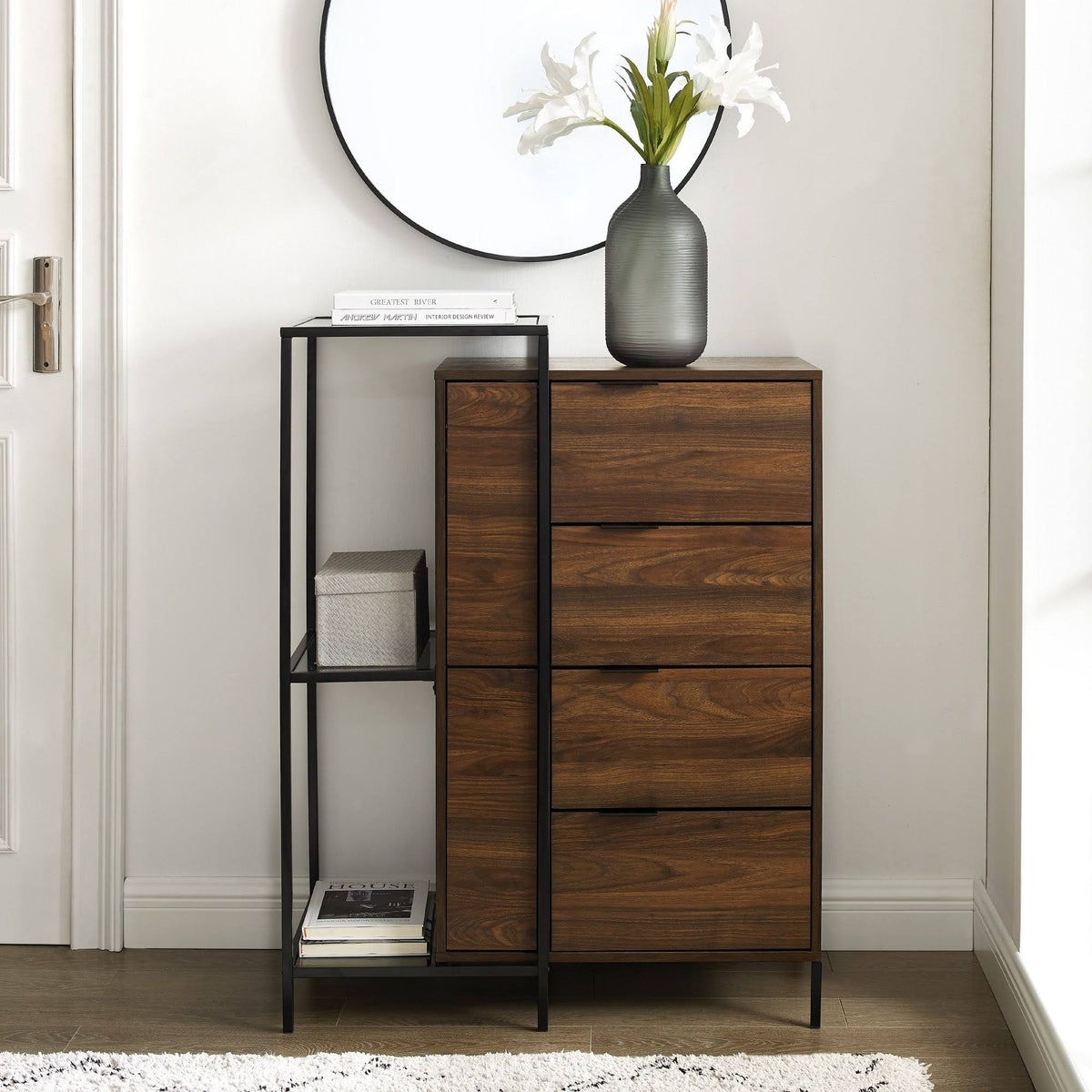 4 Drawer Dark Walnut Accent Chest U2628