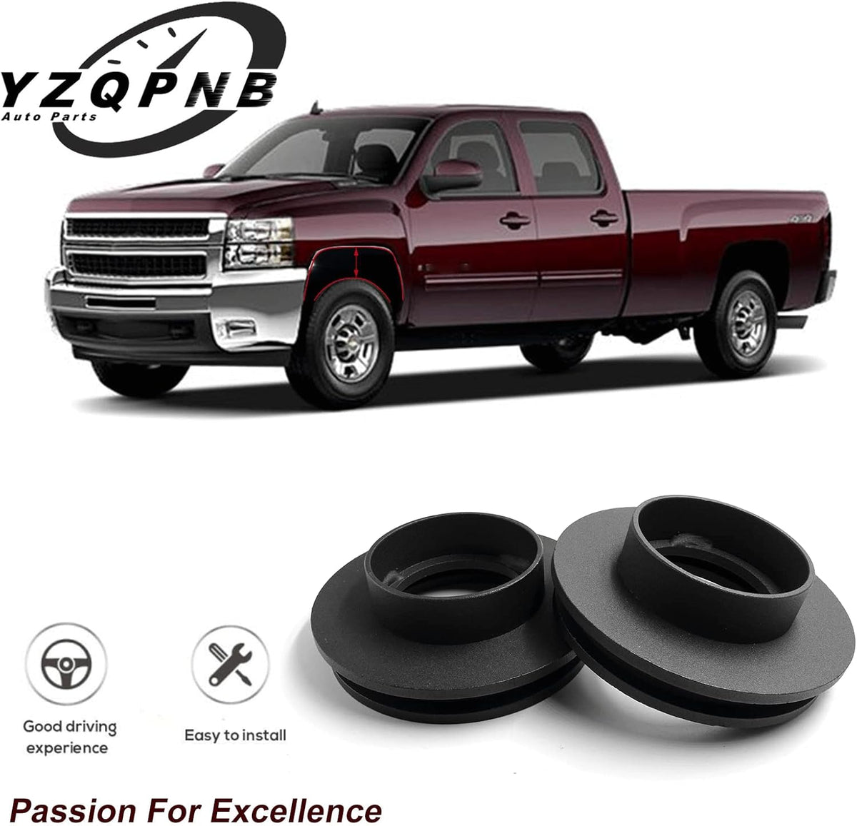 2" Front Leveling Lift Kit for Chevy Silverado 1500 & GMC Sierra 1500 2WD, Pack of 2 L139015