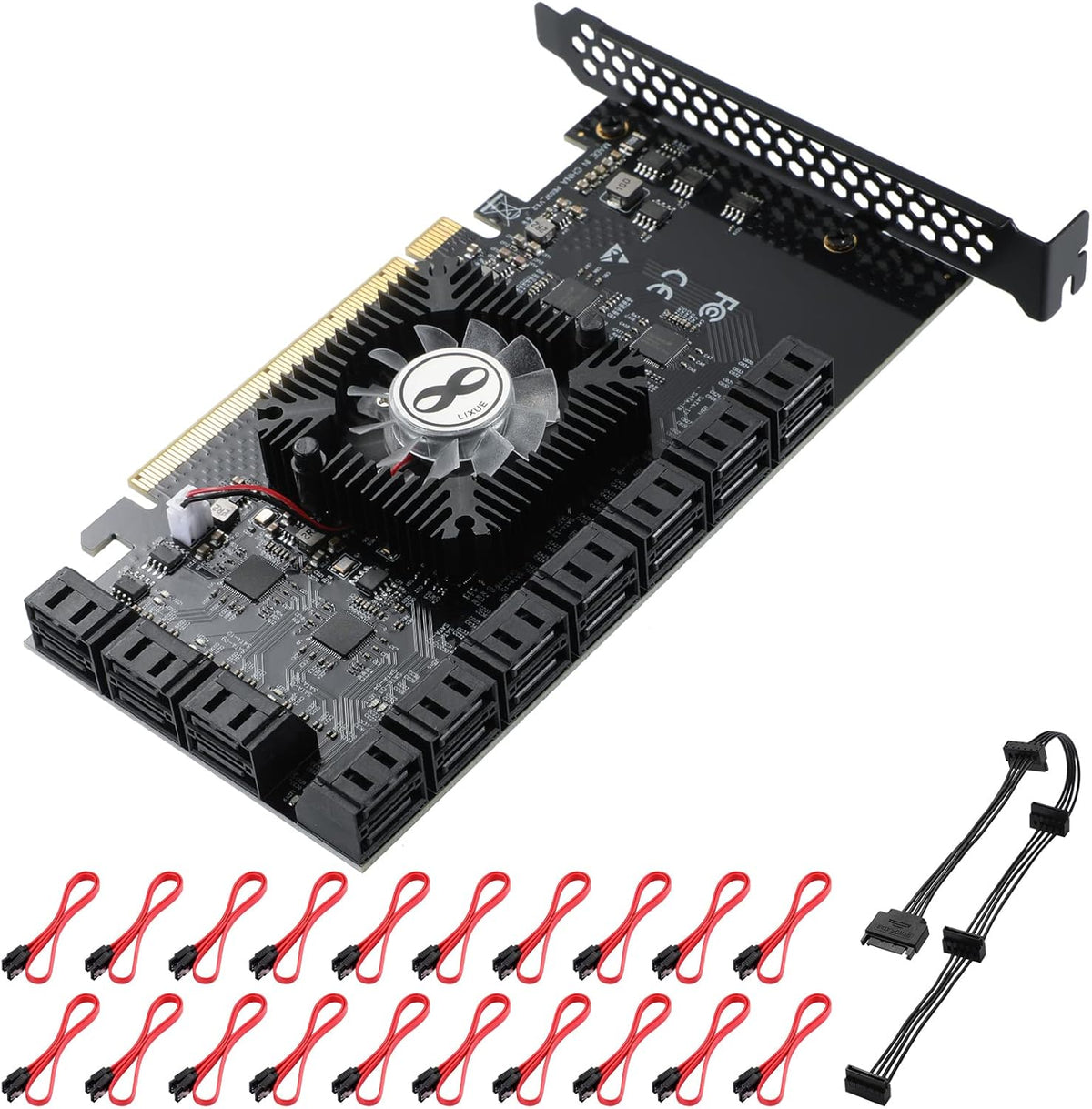 8 Port SATA 3.0 PCIe Card with 8 SATA Cables and Low Profile Bracket N925631