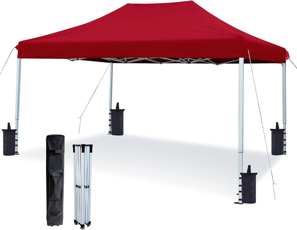 White 10'x15' Pop Up Canopy Tent with Wheeled Carry Bag E5624