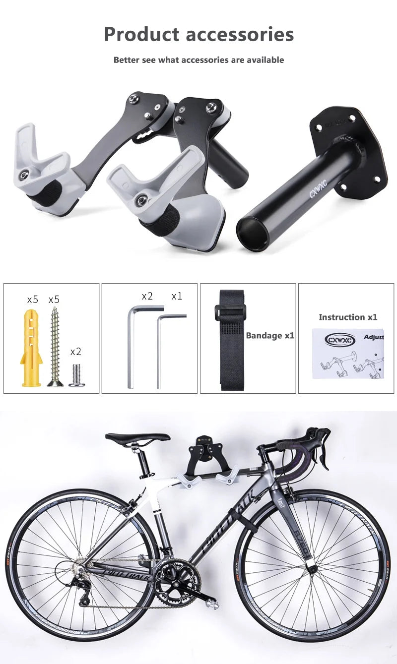 Bike Wall-Mounted Vertical Garage Storage Horizontal Adjustable Hook Y2104