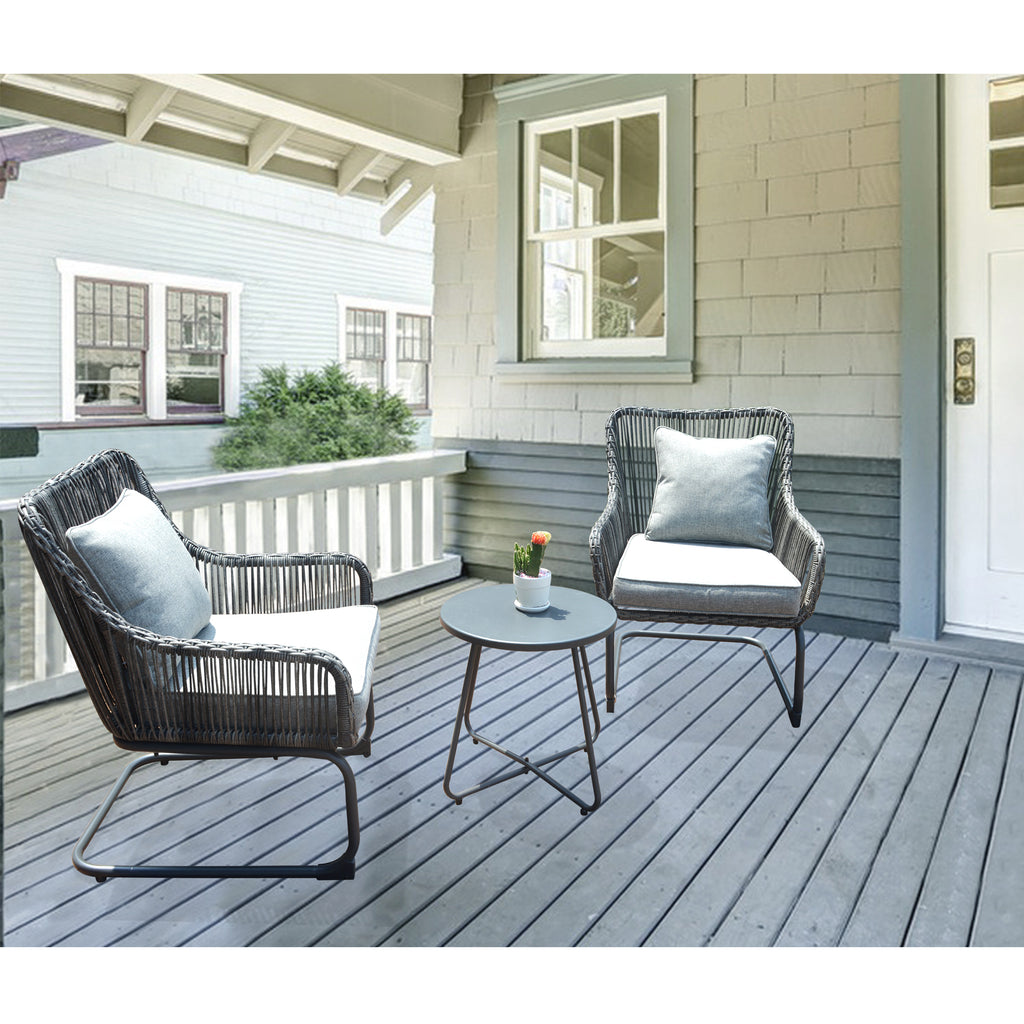 3 Pcs Outdoor Hand-Woven Wicker Spring Sofa Chair Patio Conversation Set B669607