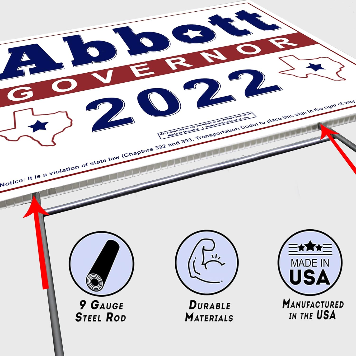 Yard Sign with Metal Wire H-Stake Stand and Bumper Sticker I910355