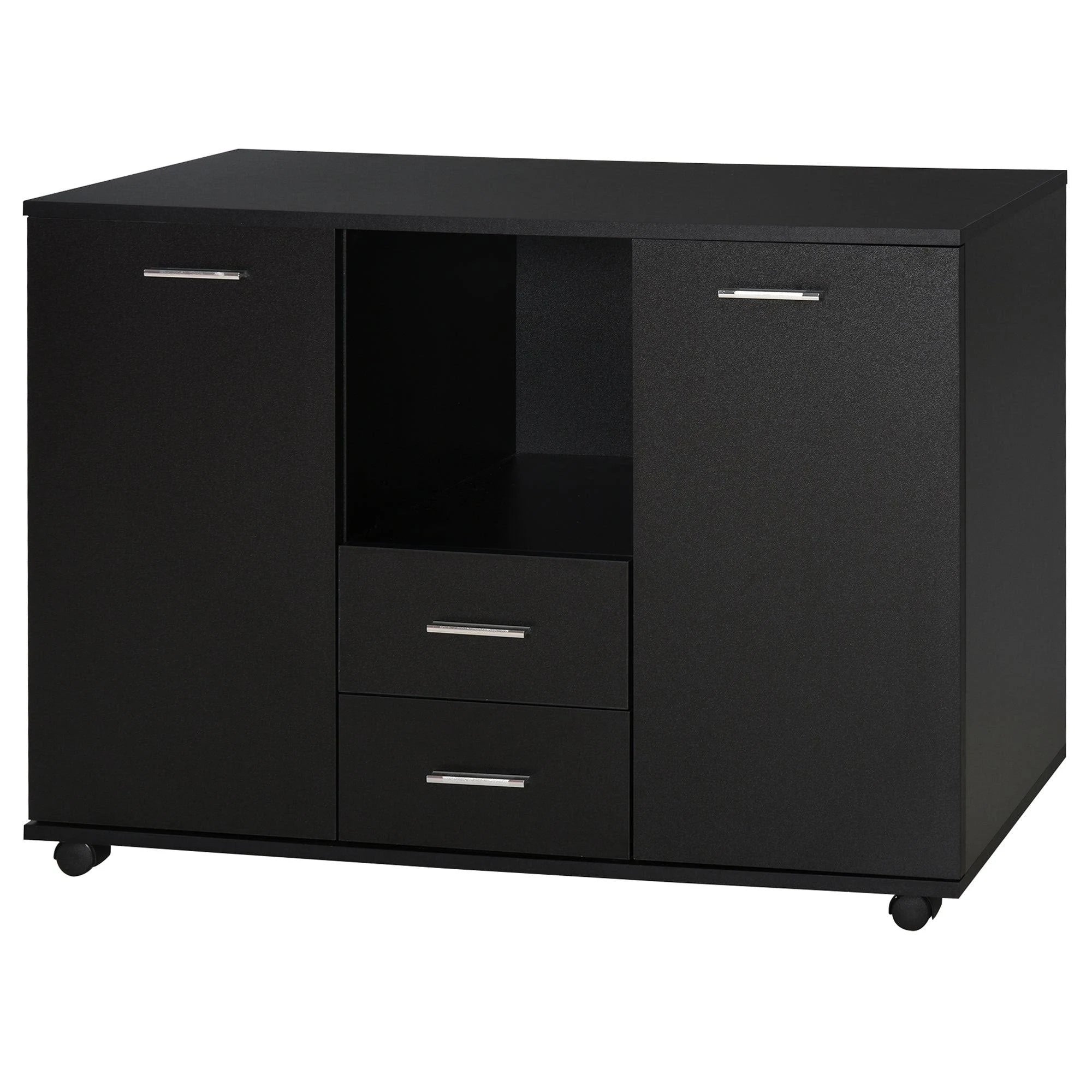 Black Mobile File Cabinet with Casters T25262
