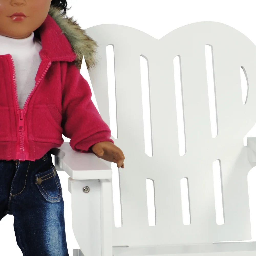 White 18 Inch Doll Adirondack Rocking Chair B307109