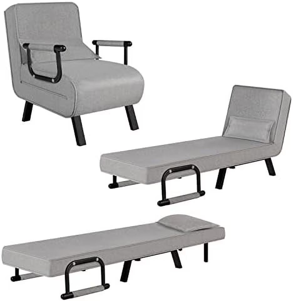 Sleeper Chair Bed Convertible Sofa Bed Folding Bed with Adjustable Backrest & Pillow Chaise Lounge Couch Futon Chair Couch J98278