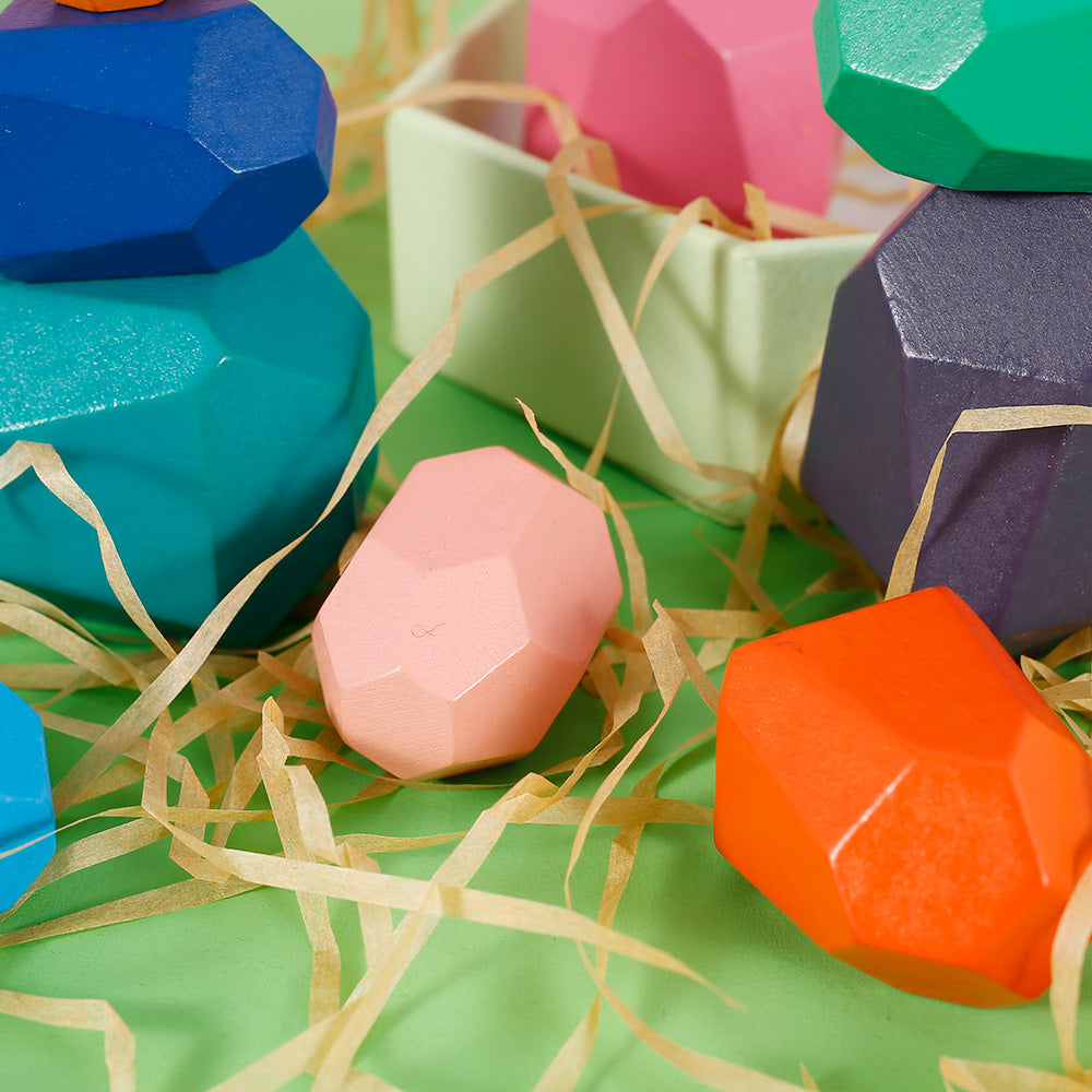 Kids Wooden Balancing Stone Stacking Building Block Toy S612456