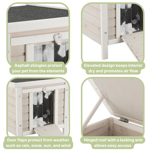 Gray Fir Wood Outdoor Cat House with Raised Floor M336