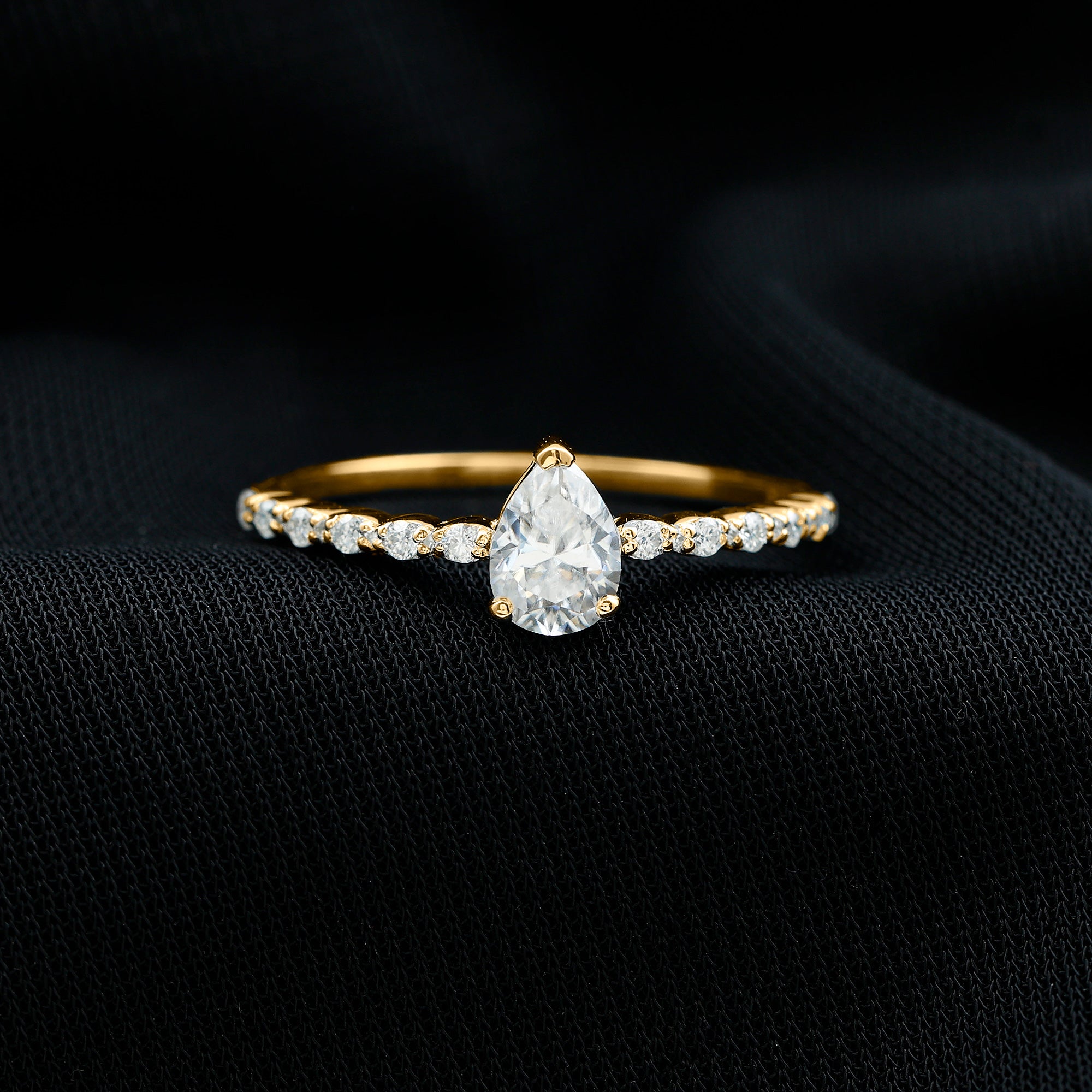 14K Yellow Gold Moissanite Solitaire Engagement Ring D2111
