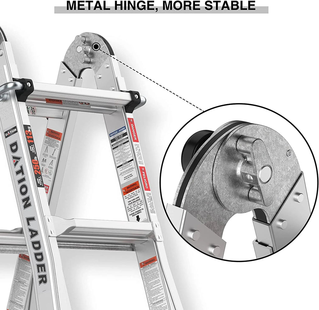 Folding Aluminum Ladder with Non-Slip Rubber, 250 lbs Weight Rating J69235