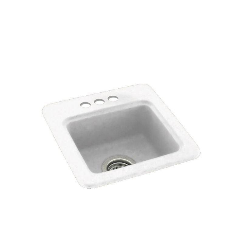 15-in D x 15-in W x 6-in H Solid Surface Drop-In Bar Sink with 3-Holes - Gray Granite R584