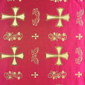 Metallic Clerical Church Cross Brocade Fabric 60 inch Wide 100% Polyester (Fuchsia / Gold) (10 I120554