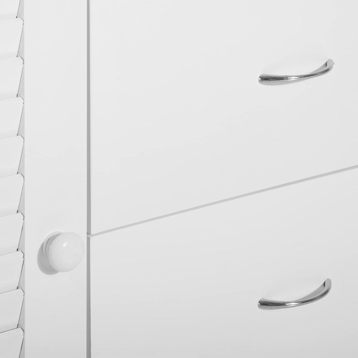 White Storage Cabinet with Drawers and Louvered Doors G308116