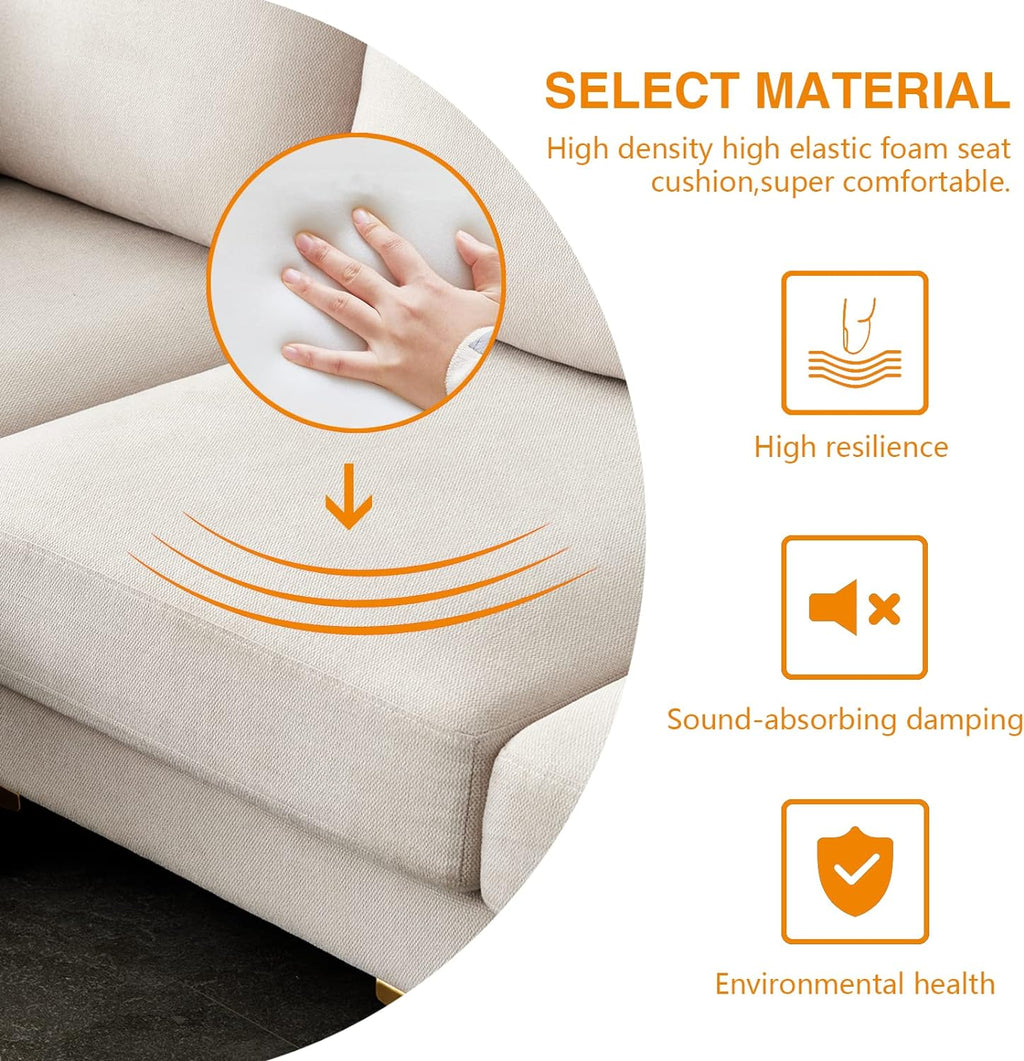 Beige Reversible Modular Couch with 2 Pillows and Metal Legs C678