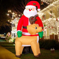 8FT Inflatable Christmas Santa Claus with Reindeer Decorations, Built-in LED Lights I3910