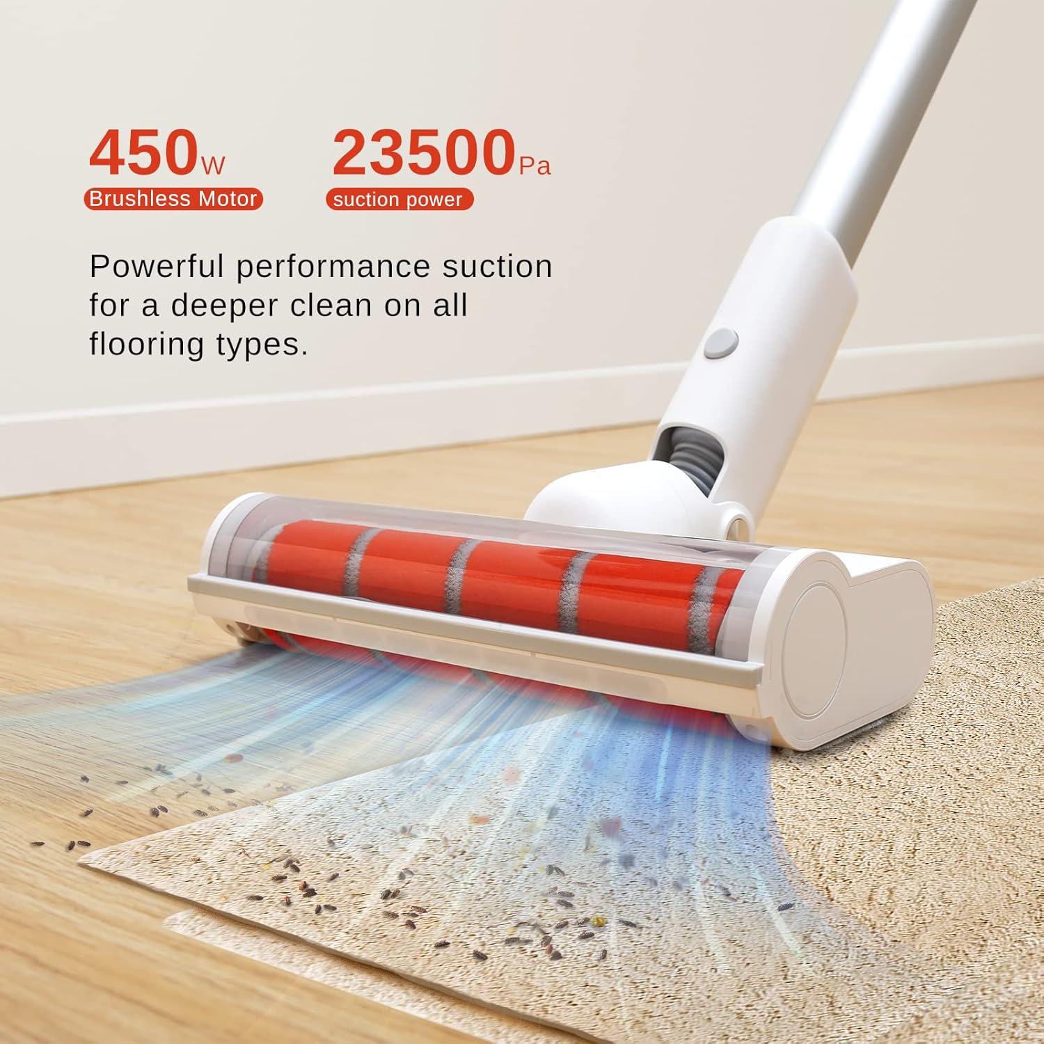 Cordless Stick Vacuum Cleaner, 23500Pa Suction, 60 Minutes Runtime, Lightweight Handheld Vacuum W12282