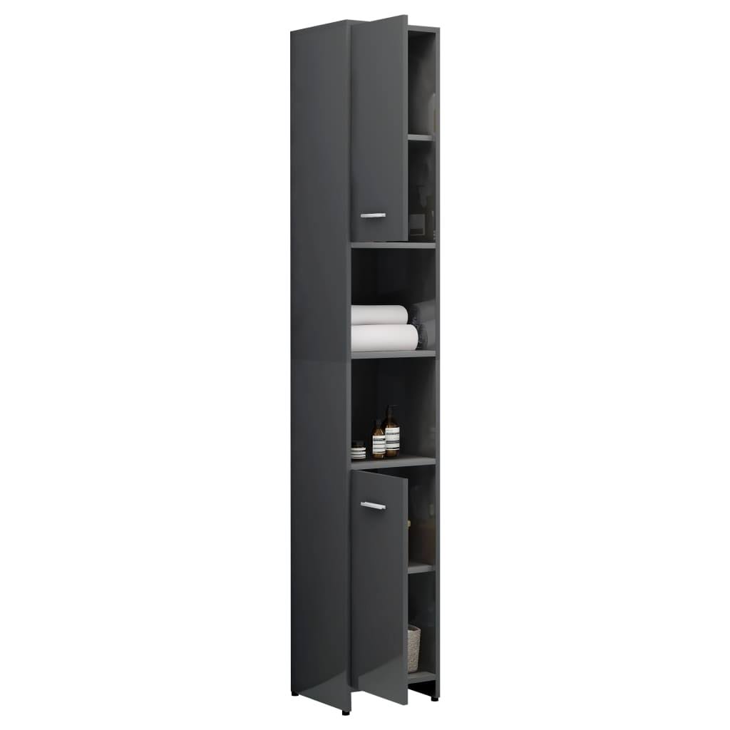 Bathroom Cabinet High Gloss Gray Chipboard Q373