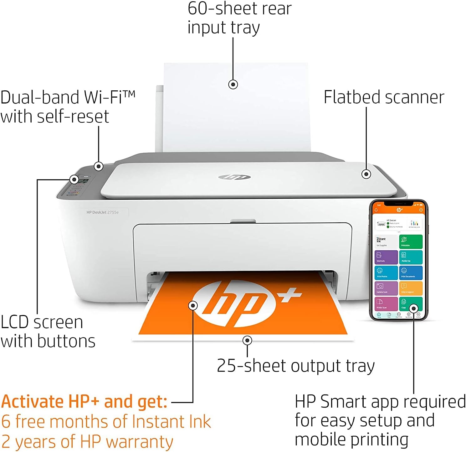 Wireless Color All-in-One Printer with USB Printer Cable L8443